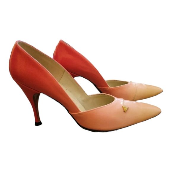 Vintage 1960s Pink Ombre heels with triangle embellishment Do.Inic Romano - Picture 1 of 13